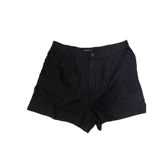 Joie Pants - Joie Womens Black Cotton Linen Blend Pleated Shorts Size Large Elastic Back